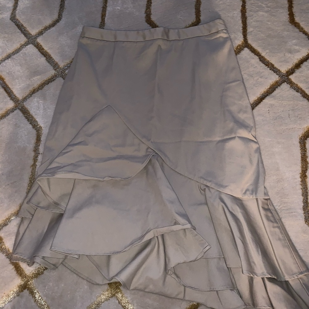 Ruffle Front Khaki Skirt